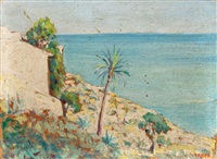 Maison et palmier en bord de mer