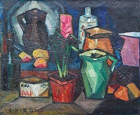 Stillleben mit Krügen und Pflanze, 1913 Stillleben mit Krügen und Pflanze, 1913