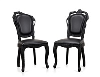 MOOI BLACK LEATHER 'SMOKE DINING CHAIRS, 2002 MOOI BLACK LEATHER 'SMOKE DINING CHAIRS, 2002