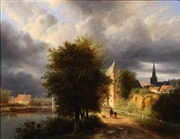 Canal view from a Dutch town, 1849