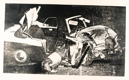 Silver Car Crash Double Disaster Medium Silver Car Crash Double Disaster Medium
