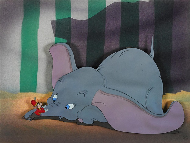 a celluloid of dumbo and timothy mouse from dumbo by walt disney