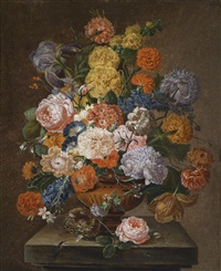 Blumenstück mit Vogelnest