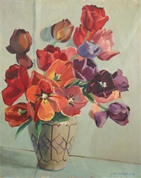 Five Tulips in Vase
