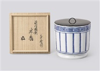 Blue and white porcelain okegawa type water... Blue and white porcelain okegawa type water...