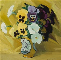 Pansies in a Yellow Vase