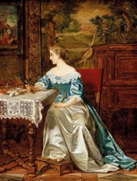 Elegante Dame im Historismus-Interieur Elegante Dame im Historismus-Interieur