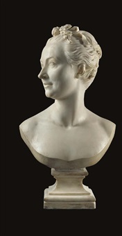 marble bust of a lady (mme. de fondville?) by jean-baptiste defernex