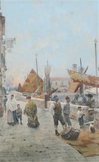 Giuseppe Vizzotto Alberti, Harbour scene, 1892