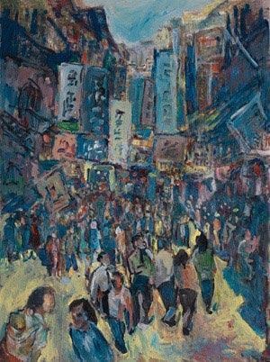 约1980年代作香港街景by George Chann On Artnet