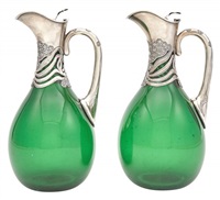 Pair of Edward VII Silver Mounted Green..., 1901 Pair of Edward VII Silver Mounted Green..., 1901