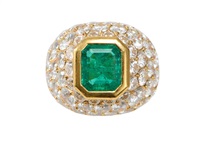 TABBAH, 18CT GOLD, EMERALD AND DIAMOND RING