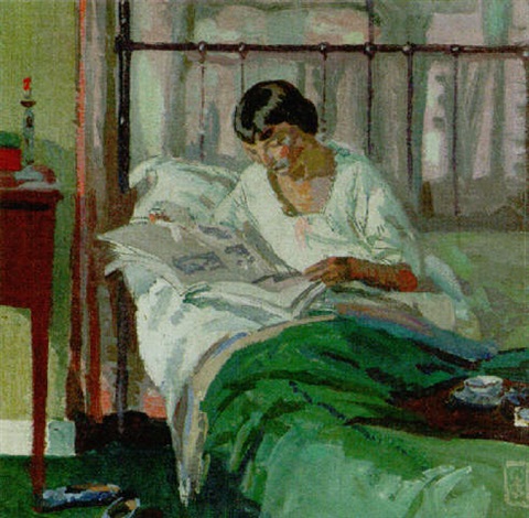 Woman Reading In Bed The Artists Wife By Walter Bayes On Artnet