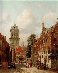 A busy street in a town