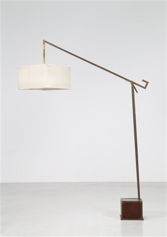 Brass And Textile Floor Lamp With Wooden Base By Romeo Rega On Artnet