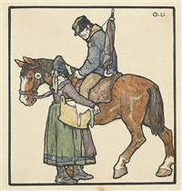 Bäuerin in oberhessischer Alltagstracht im... Bäuerin in oberhessischer Alltagstracht im...