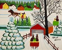 Winter Landscape with Covered Bridge