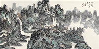山居渐闻天泉来 设色纸本