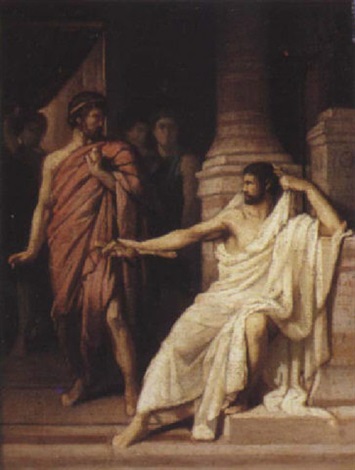 Coriolan se réfugie chez Tulles, roi des Volsques by Louis Hector