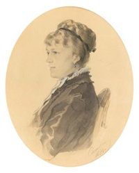 A picture of a woman with a ribbon in her..., 1874 A picture of a woman with a ribbon in her..., 1874