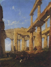 Travelers resting at the great temple..., 1863–1863 Travelers resting at the great temple..., 1863–1863