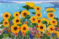 Girasoli con marina ligure, 1990