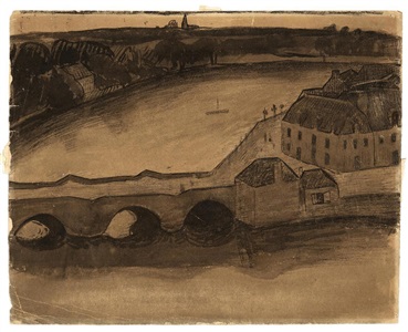 view over pont de saint-goustan-auray by mogens ballin