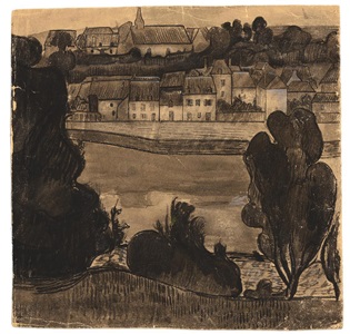 view over the village sainte-anne-d'auray, brittany by mogens ballin