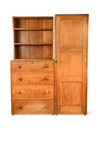 A Cotswold school oak combination wardrobe... A Cotswold school oak combination wardrobe...