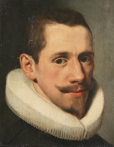 Portrait of a gentleman, in a black costume with a white