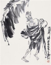 济颠醉归图 镜心 水墨纸本