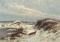 A fox in a winter landscape