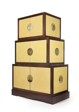 Large Cabinet In The Form Of Three Graduated And Stacked Oriental