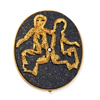 PABLO: HARDSTONE AND DIAMOND-SET BROOCH