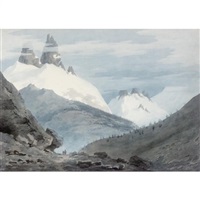 between chamonix and martigny - the aiguille verte by john robert cozens