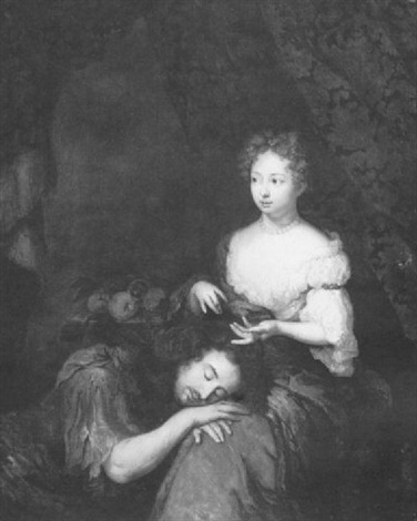 DELILAH CUTTING OFF SAMSONS HAIR by Caspar Netscher on artnet