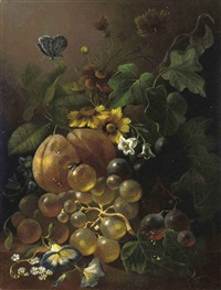 White and black grapes and other fruit, with... White and black grapes and other fruit, with...