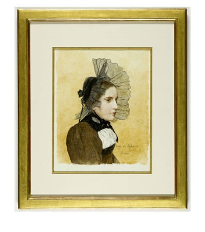 junge frau in berner tracht "vor 40 jahren" by albert anker