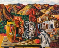 Bodegón: cerámicas y paisaje, 1949