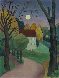 Abendlandschaft mit weißem Mond, 1938