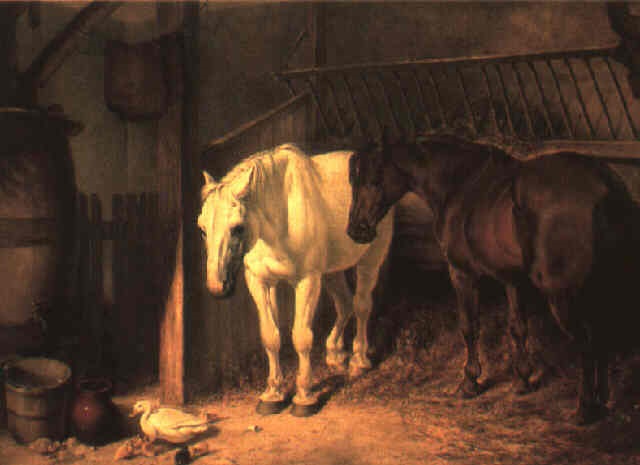Horses And Ducks In A Barn By John Frederick Herring The Elder On