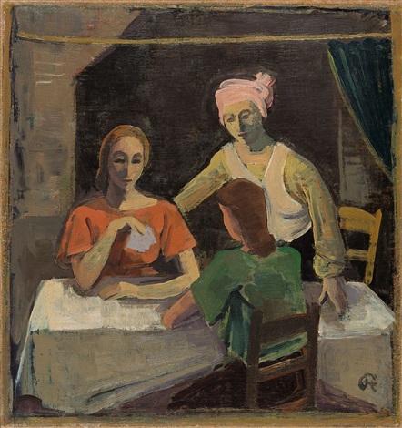Drei Madchen Am Tisch Kartenspielerinnen By Karl Hofer On Artnet