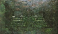 Jardín con macetas