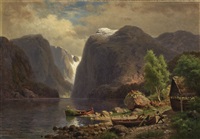 Fjordlandschaft mit Figurenstaffage, 1859