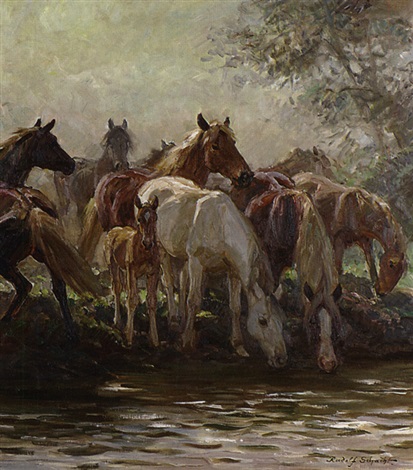 Pferde And Der Tranke By Rudolf Schacht On Artnet