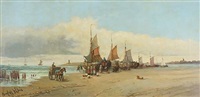Beached boats at Scheveningen in Holland