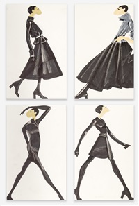 4 Illustrations for Geoffrey Beene, 1995