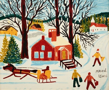 winter sleighing scene by maud lewis