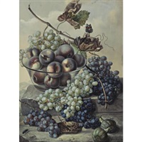 Still life with a bowl of fruits and grapes..., 1840