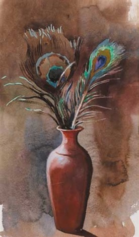 Peacock Feathers In A Vase By William Docherty Weir On Artnet
